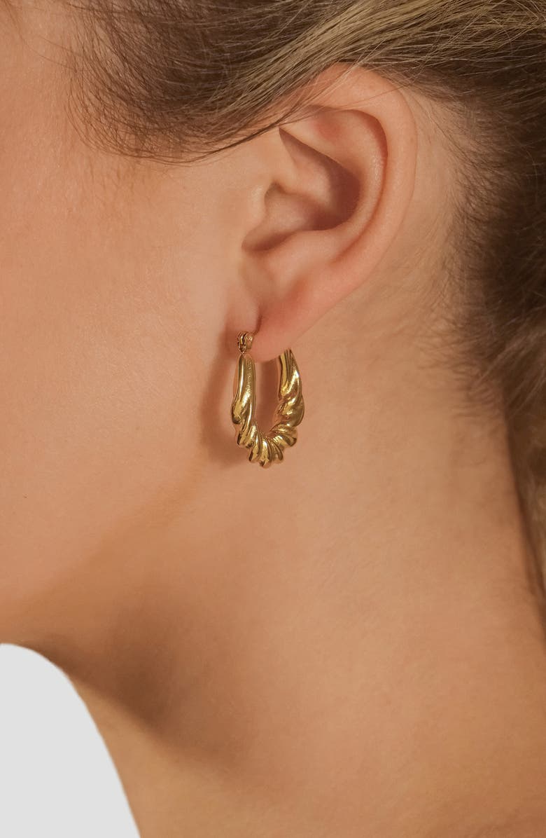 Sterling Forever Elena Twisted Tube Hoop Earrings, Alternate, color, Gold