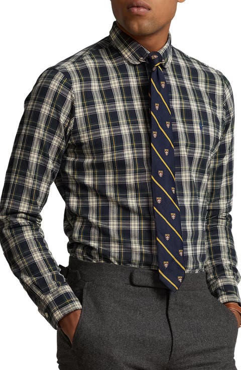 Plaid Club Collar Button-Up Shirt