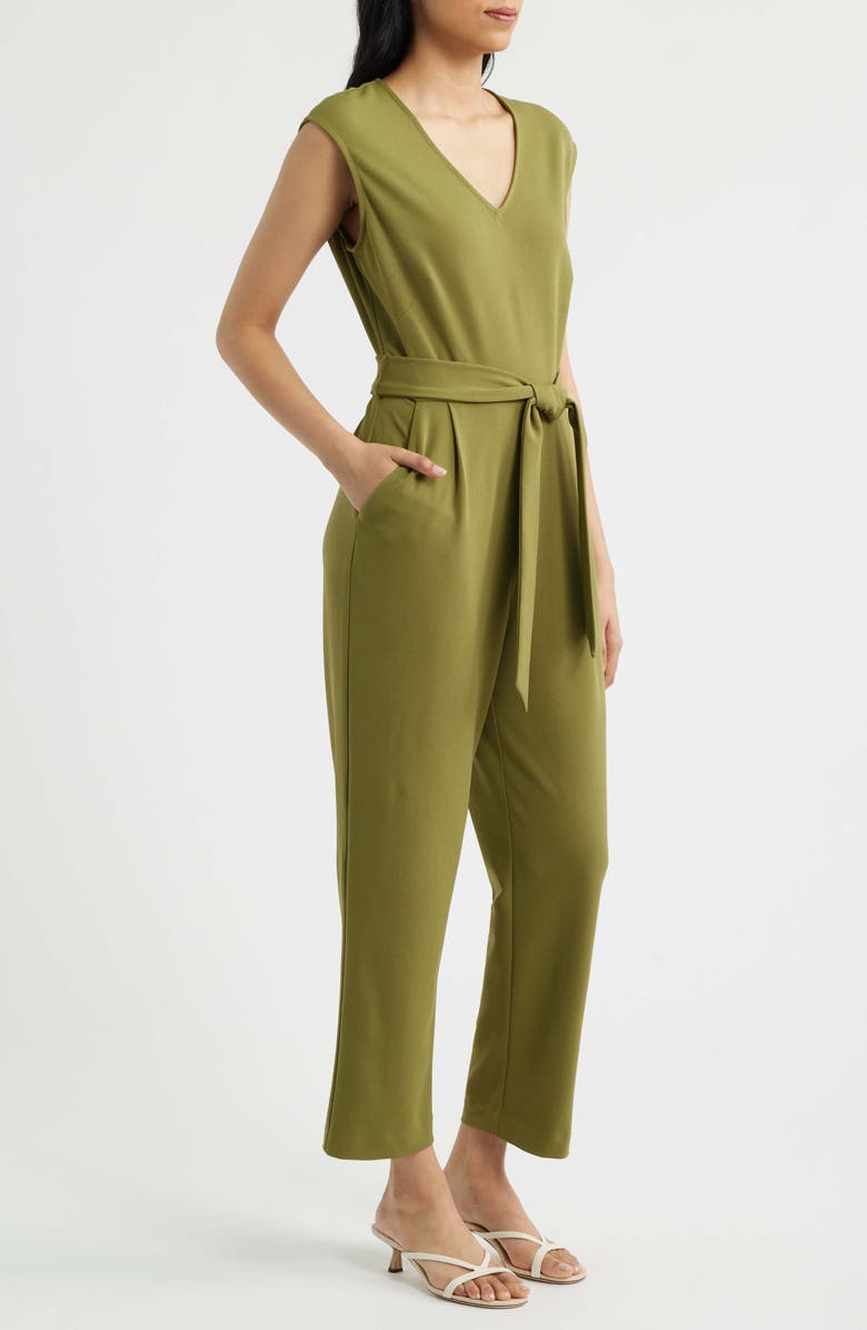 AK ANNE KLEIN V-Neck Jumpsuit, Alternate, color, Bay Leaf
