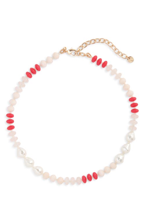 Shop Nordstrom Color Pop Beaded Necklace In Pink- Pearl Combo