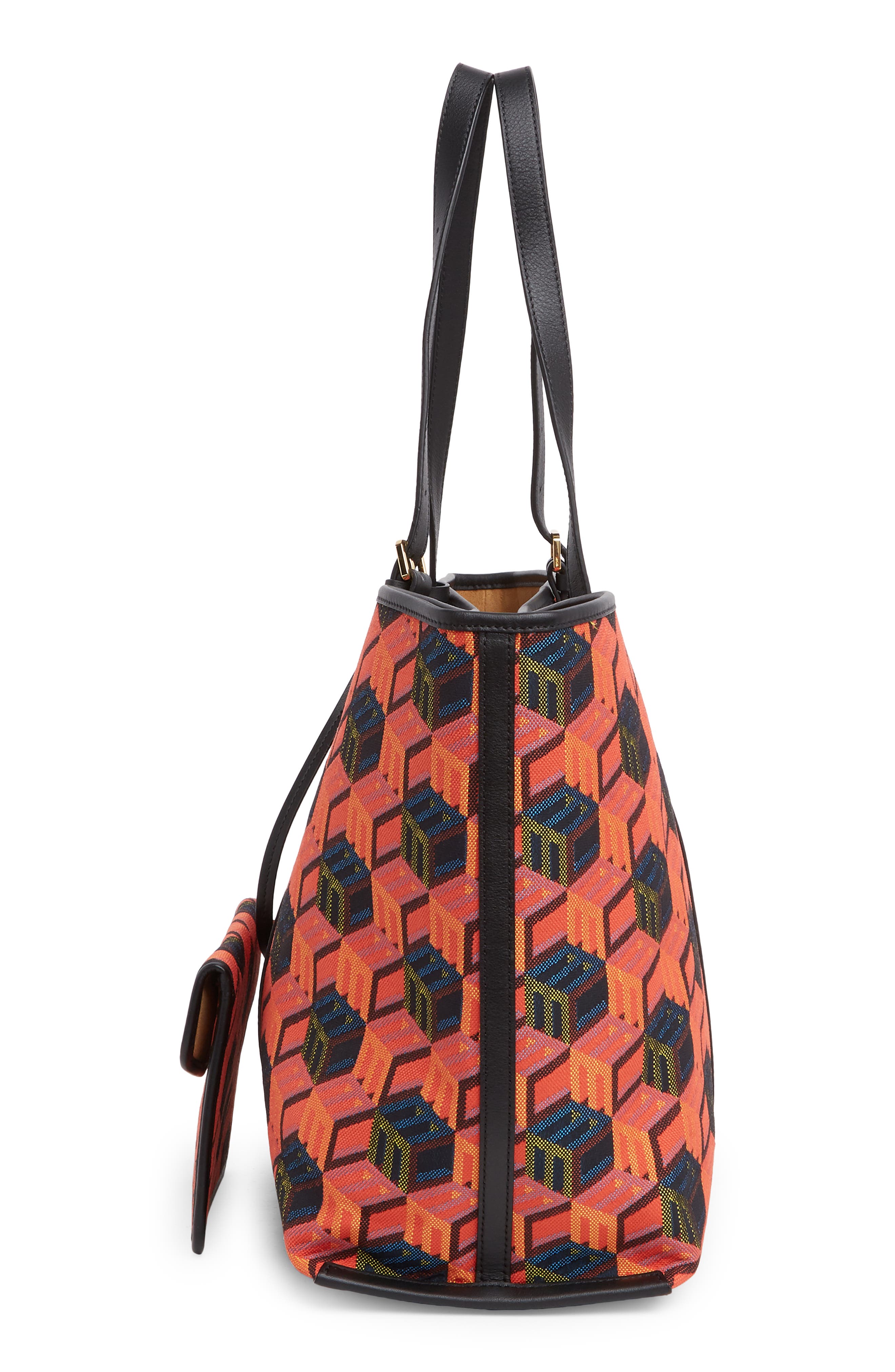 MCM Cubic Logo Jacquard Shopper Tote Bag, Alternate, color, 