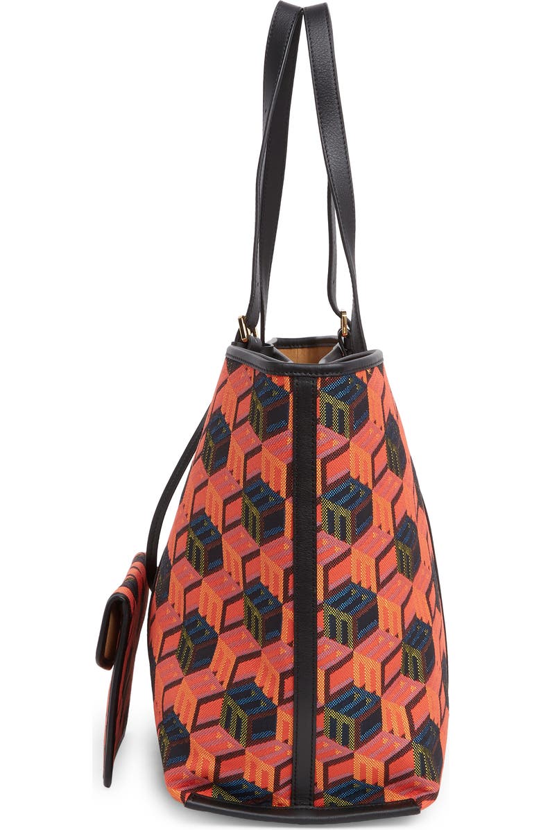 MCM Cubic Logo Jacquard Shopper Tote Bag, Alternate, color,
