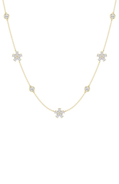 Everyday By Hautecarat Flower Lab Grown Diamond Station Necklace In 14k Yellow Gold