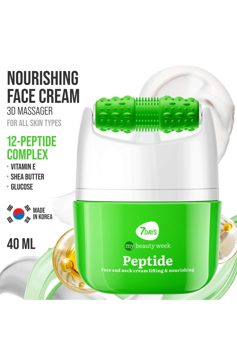 7DAYS Face moisturizer with Peptide for Nourishing & Lifting effect with 3D Massage Applicator, Alternate, color, White