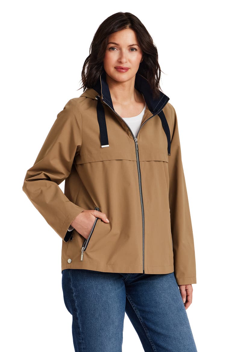 Packable Hooded Rain Jacket, Alternate, color, SEPIA