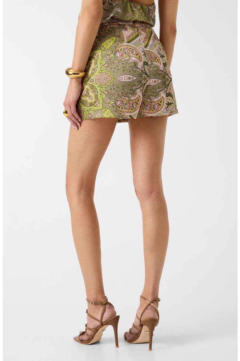 Khlifia Paisley Shorts, Alternate, color, GREEN BROWN