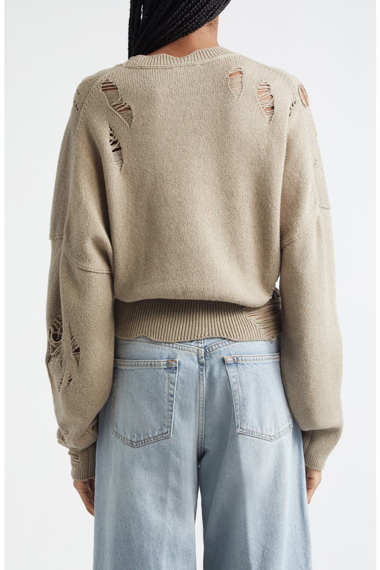 Marcy Ripped Wool & Cotton Sweater, Alternate, color, DOESKIN