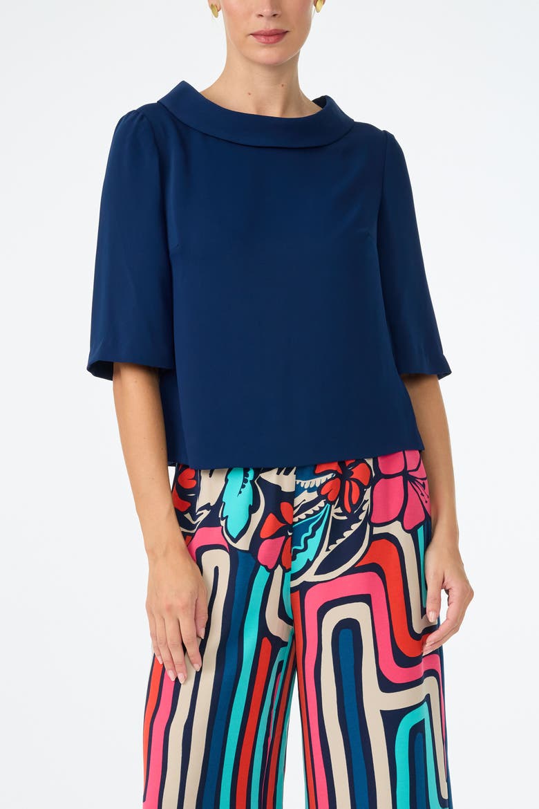 Kailee Folded Neckline Top, Main, color, Ink