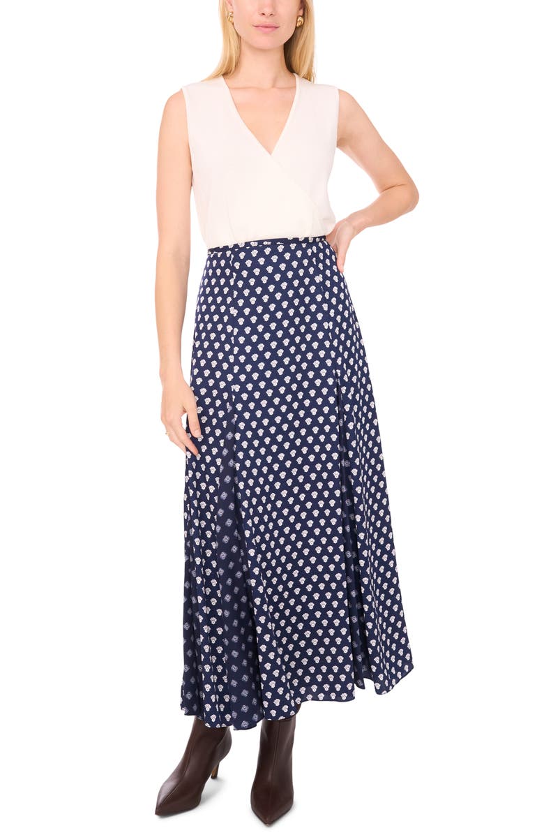 1.STATE Foulard Print Godet Maxi Skirt, Alternate, color, Classic Navy
