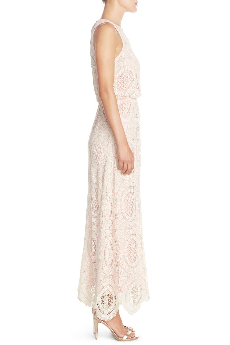 Lace Blouson Maxi Dress, Alternate, color, BEIGE