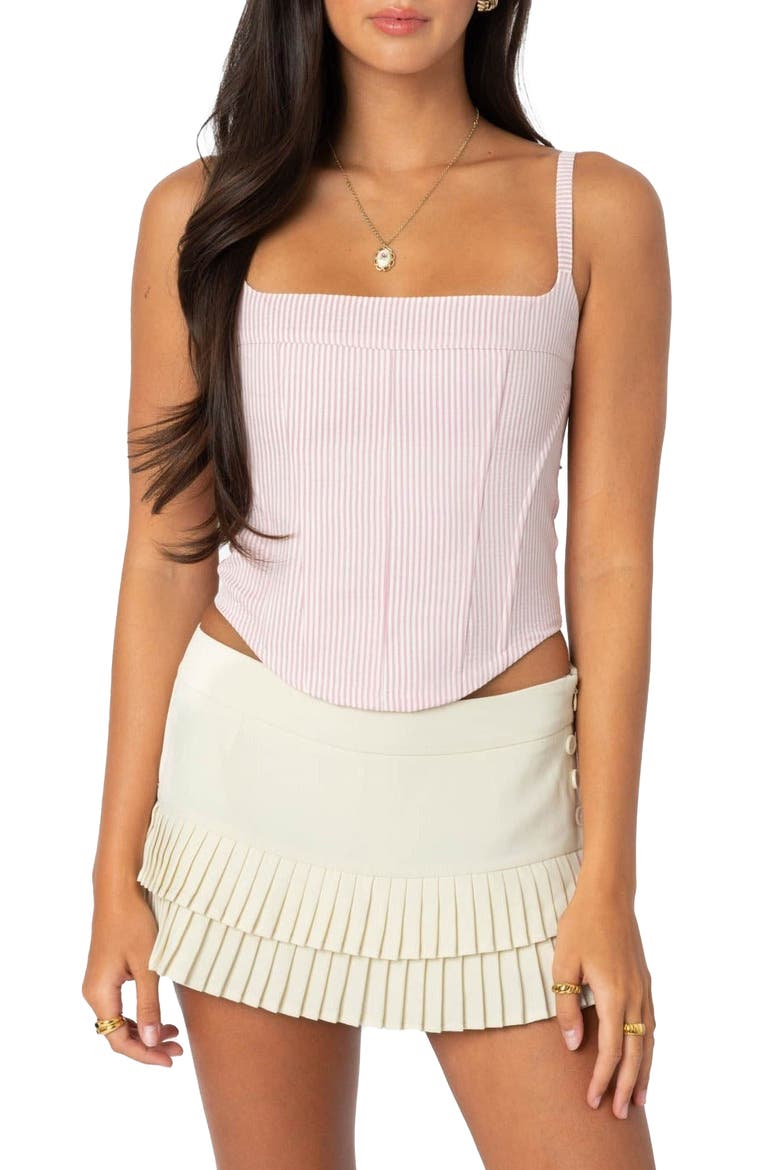 Cammie Stripe Corset Top, Main, color, PINK-AND-WHITE