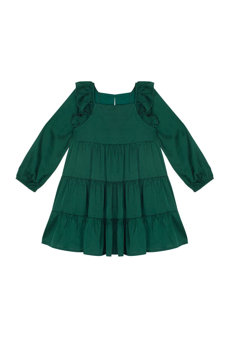 Isobella & Chloe Isobella and Chloe Mistletoe Emerald Green Tiered Ruffle Toddler Dress., Main, color, Green