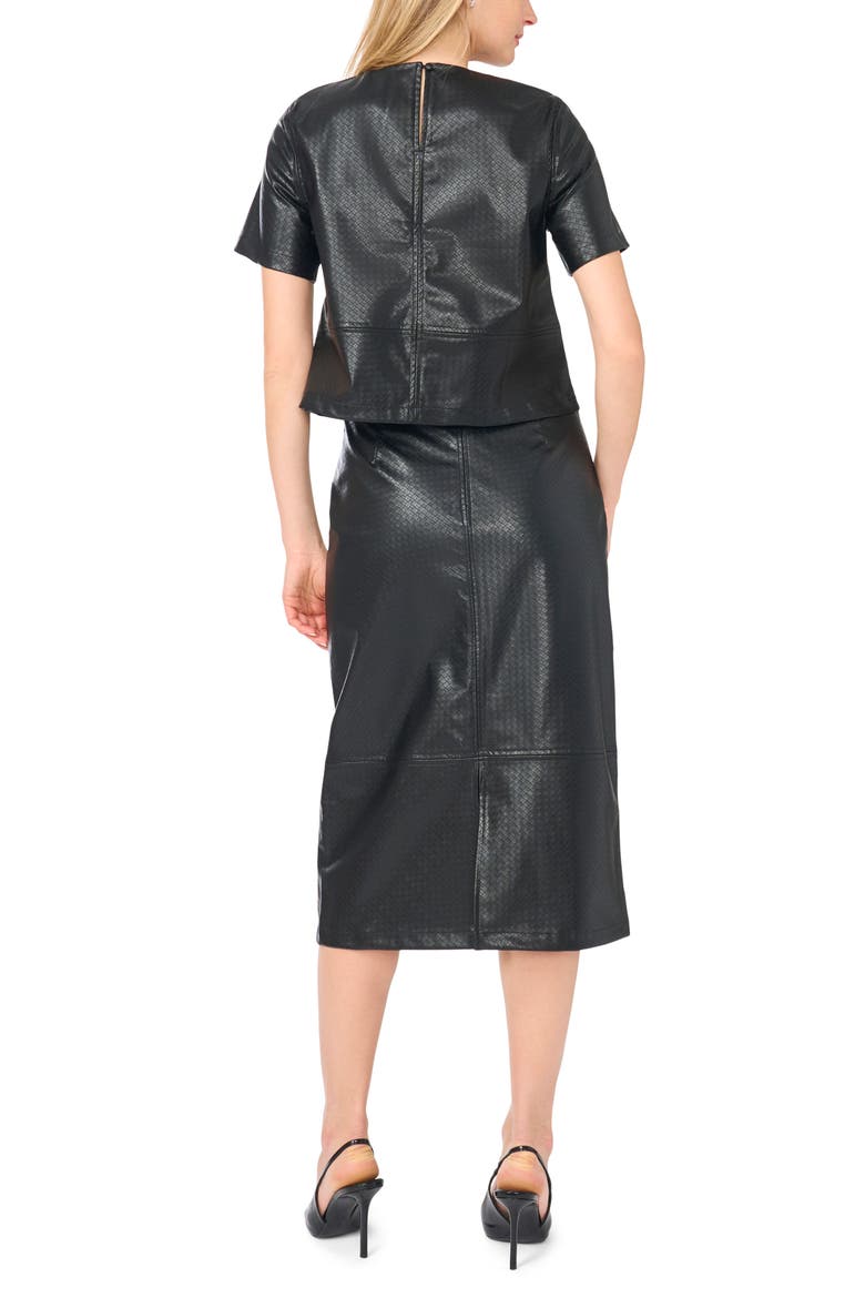Textured Faux Leather Top, Alternate, color, RICH BLACK