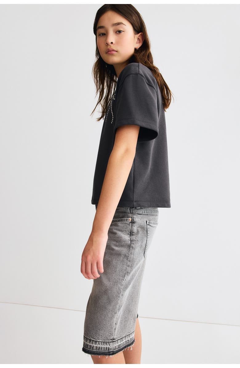 H&M Wide-leg low denim shorts, Alternate, color, Denim Gray