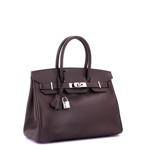 Pre-owned Hermes Hermes Birkin Handbag Brown Epsom With Palladium Hardware 30 In Brown