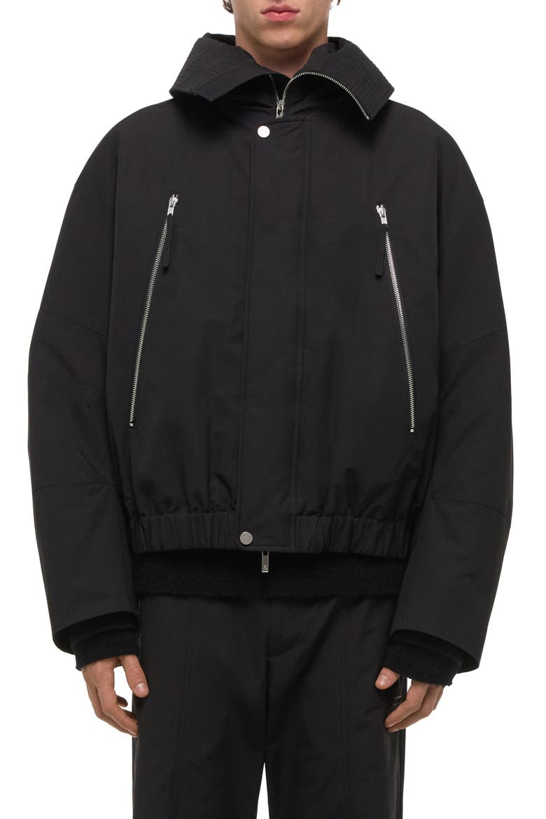 Cotton Blend Bomber Jacket, Main, color, BLACK