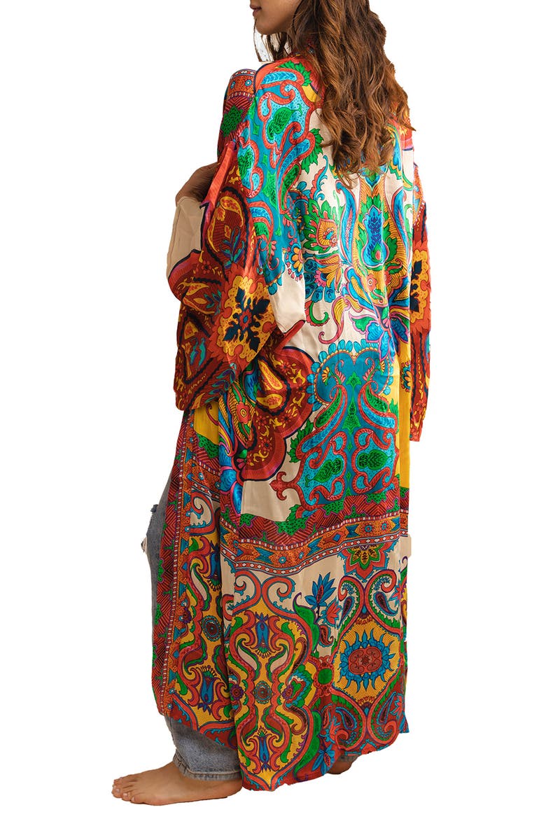 Medallion Print Duster, Alternate, color, ORANGE