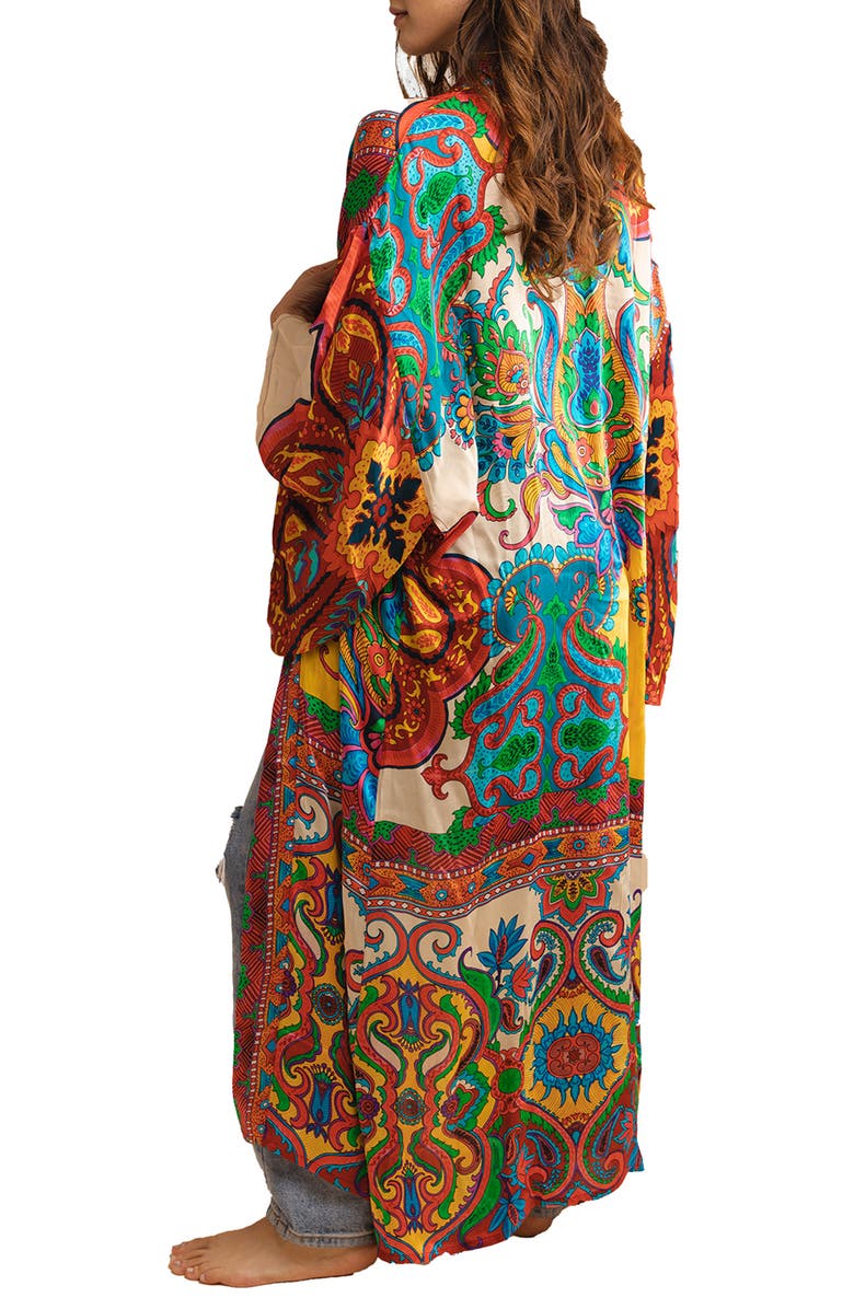 SAACHI Medallion Print Duster, Alternate, color, Orange