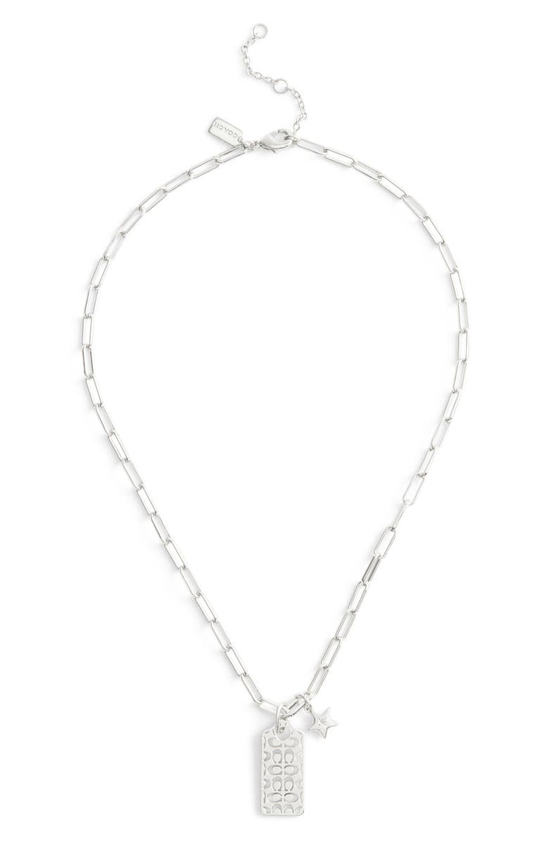 COACH Quilted Cutout Star Necklace, Alternate, color, Rhodium