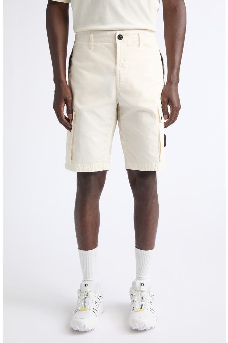 Stretch Organic Cotton Twill Cargo Shorts, Main, color, V0093 IVORY