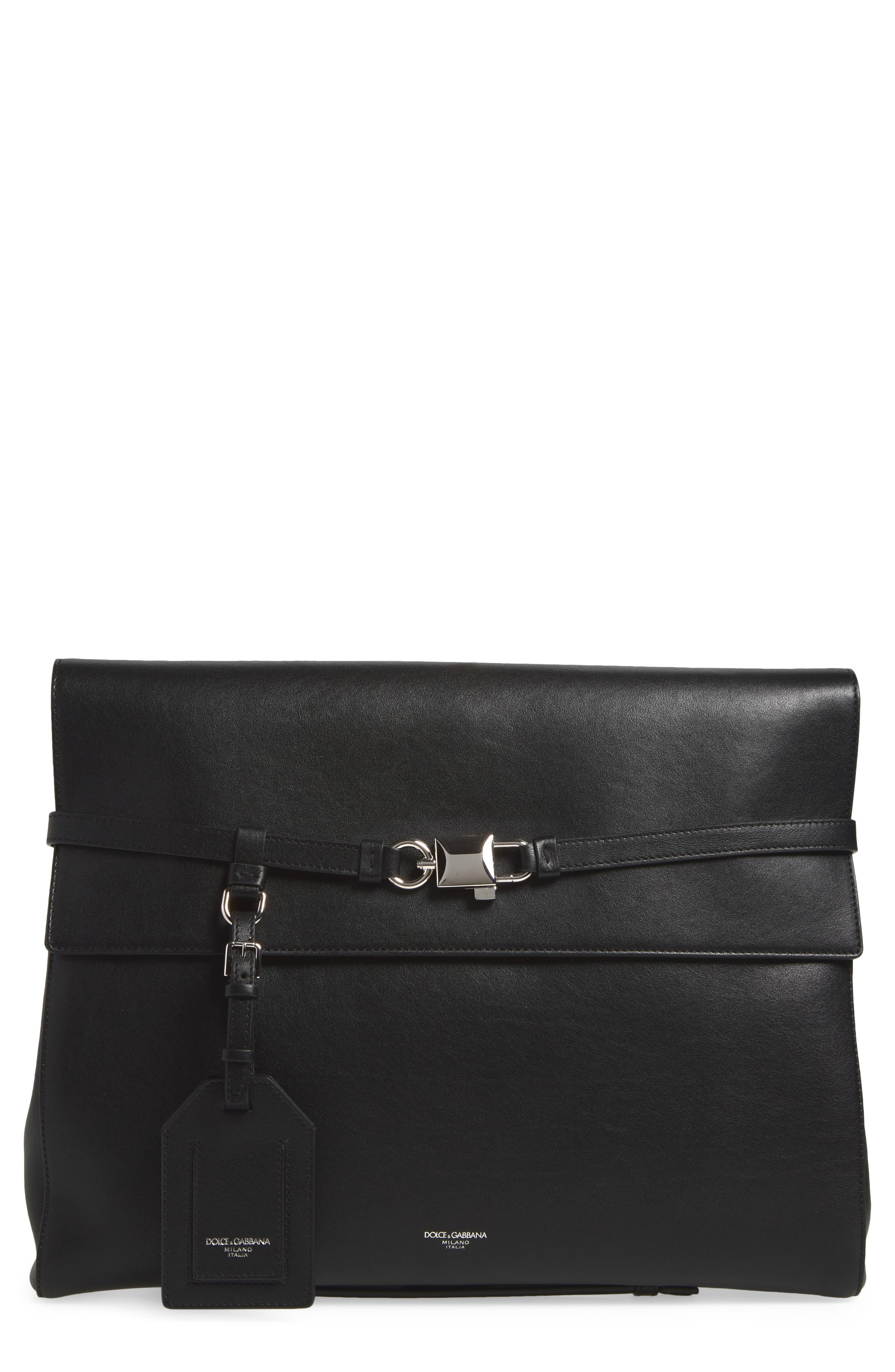 Leather Crossbody Bag, Main, color, BLACK