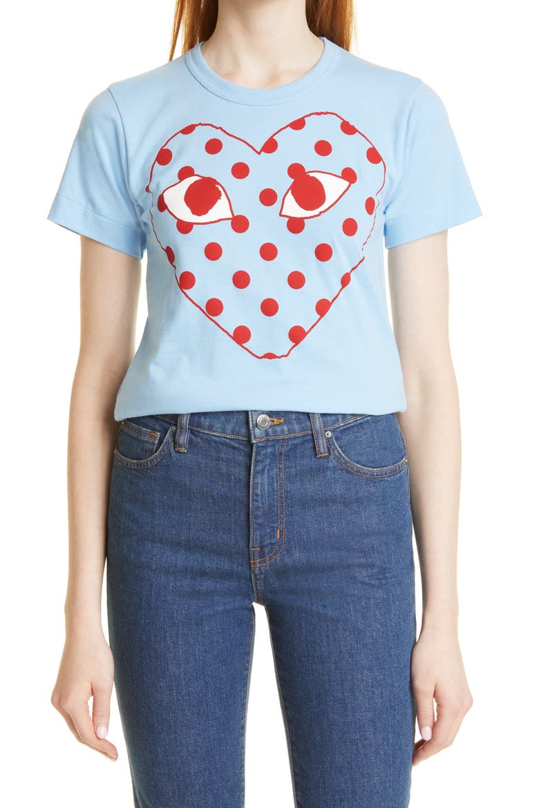Polka Dot Heart Graphic Tee, Main, color, BLUE