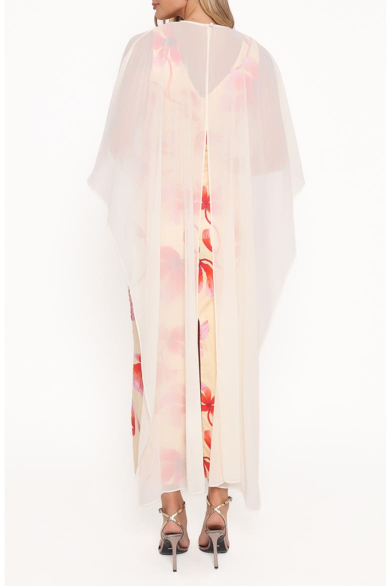 Tamzyn Floral Sleeveless Stretch Cotton Dress & Chiffon Cape Set, Alternate, color, PINK FLORAL