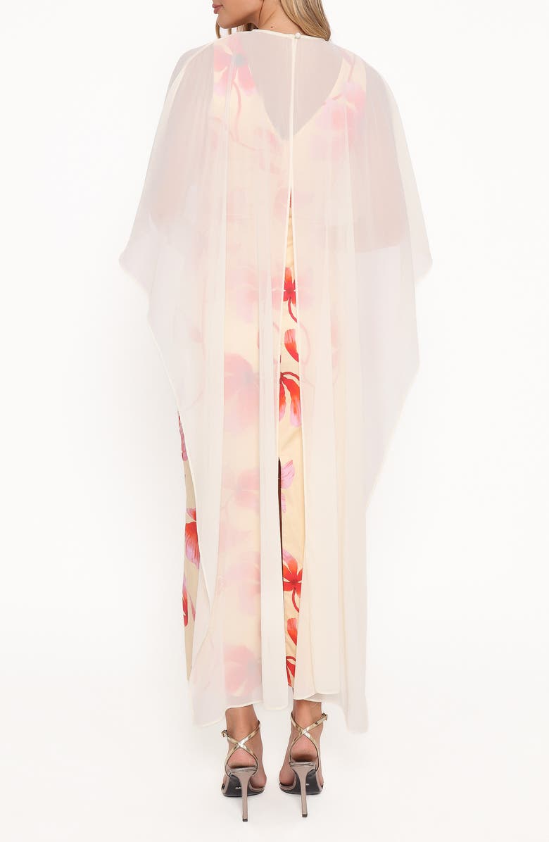 Petal & Pup Tamzyn Floral Sleeveless Stretch Cotton Dress & Chiffon Cape Set, Alternate, color, Pink Floral
