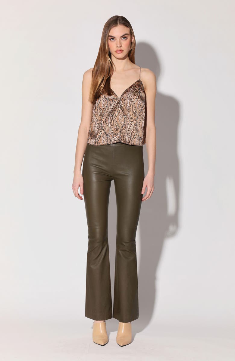 Walter Baker Lexie Leather Flare Leg Pants, Alternate, color, Moss