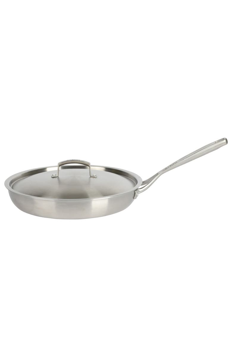 12 Inch Tri Ply Stainless Steel Frying Pan with Lid, Main, color, Stainless Steel