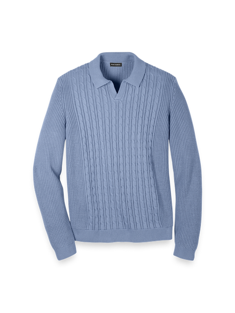 Cotton Cable V-neck Polo