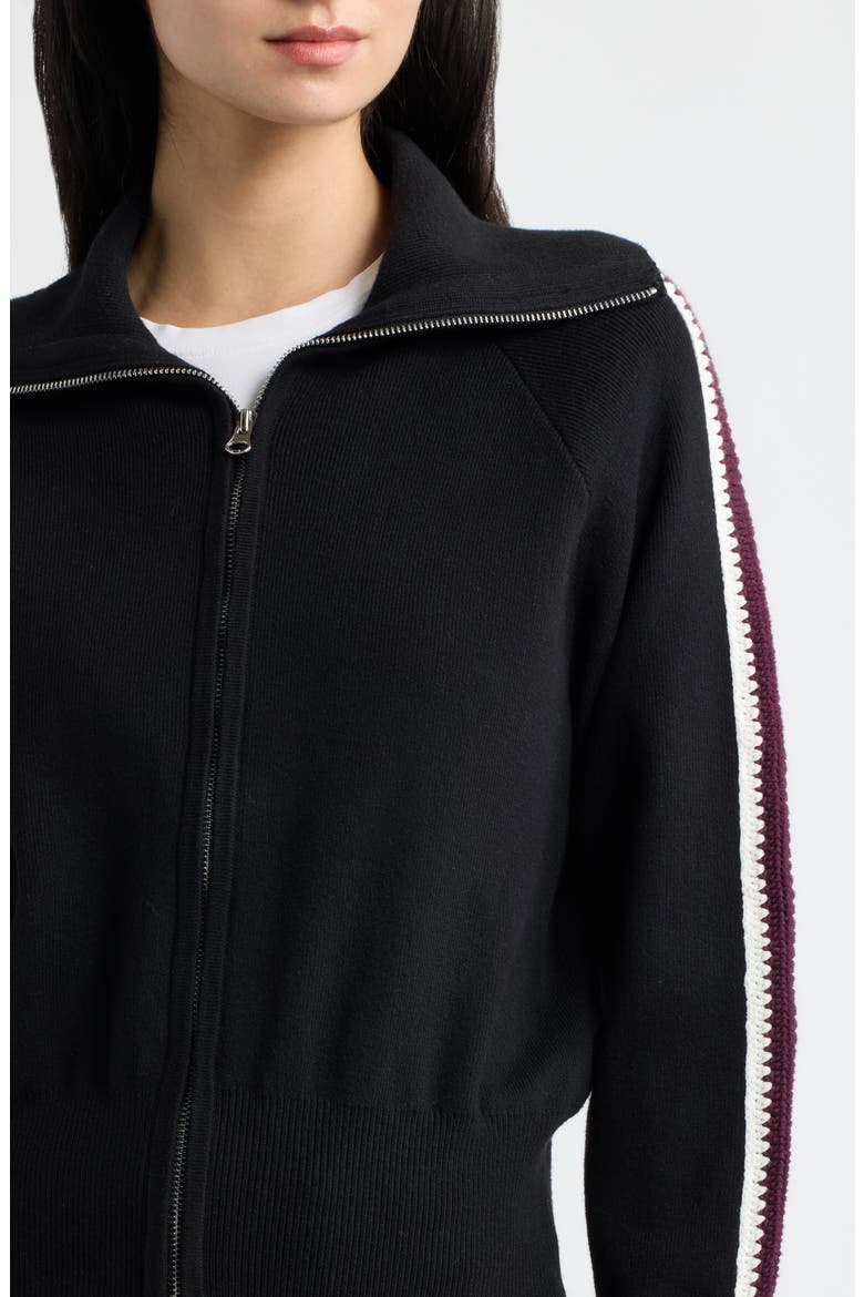 Piper Knit Track Jacket, Alternate, color, BLACK MERLOT STRIPE