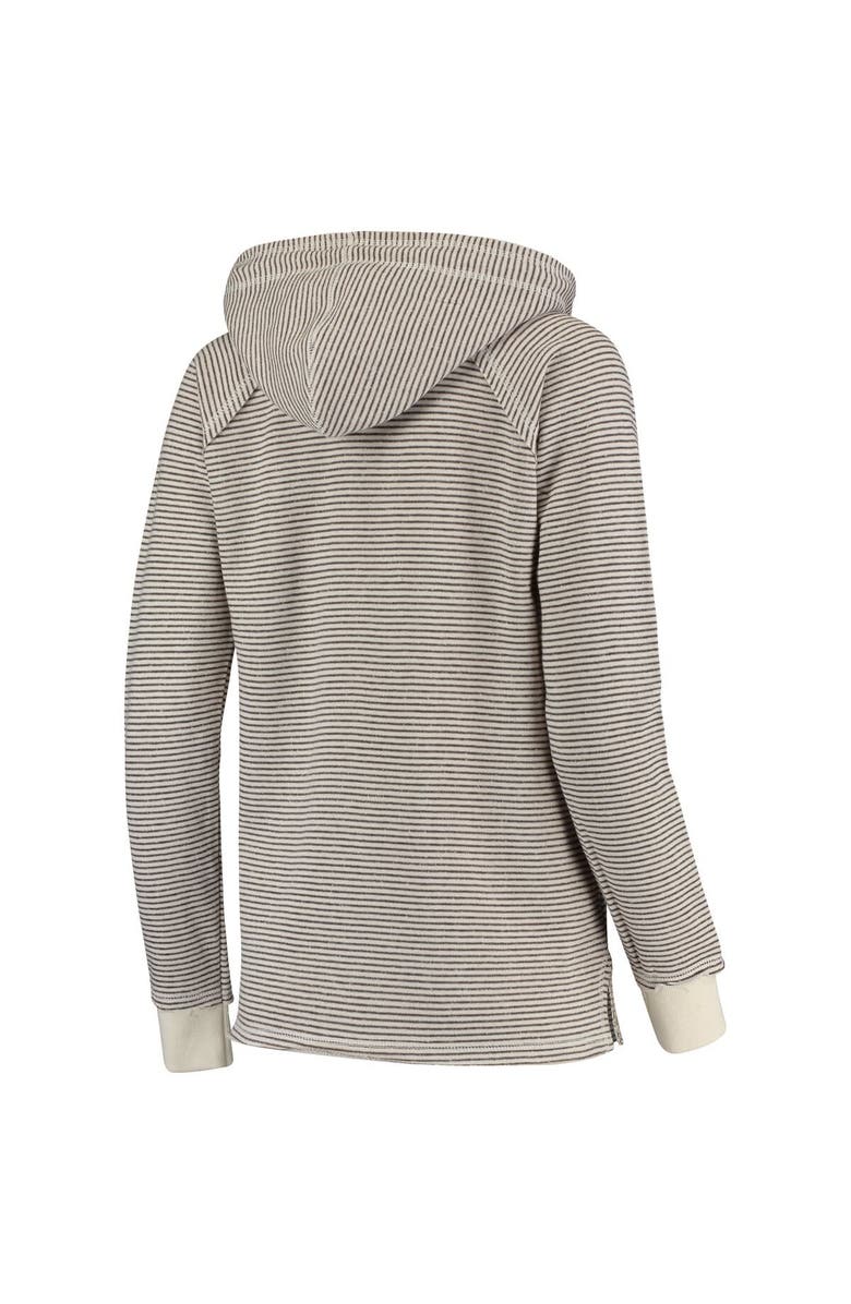 BLUE 84 Women's Blue 84 Cream Kansas Jayhawks Striped French Terry V-Neck Pullover Hoodie, Alternate, color, Cream