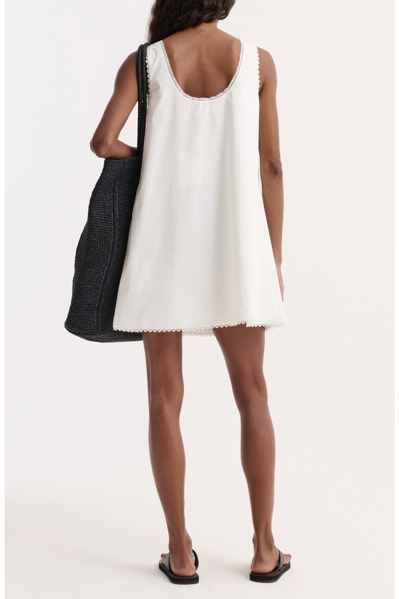 Eyelet Trim Cotton Poplin A-Line Minidress, Alternate, color, OPTIC WHITE