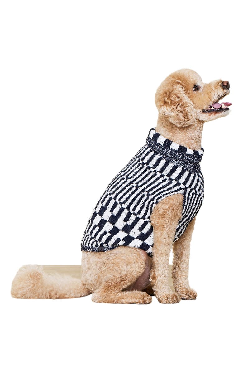 Barefoot Dreams<sup>®</sup> CozyChic<sup>™</sup> Abstract Check Dog Sweater, Alternate, color, He Pearl-Indigo