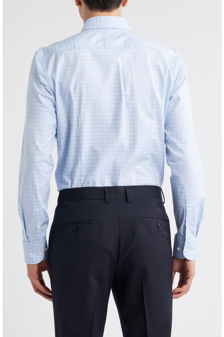Hank Kent Slim Fit Plaid Stretch Cotton Dress Shirt, Alternate, color, OPEN BLUE