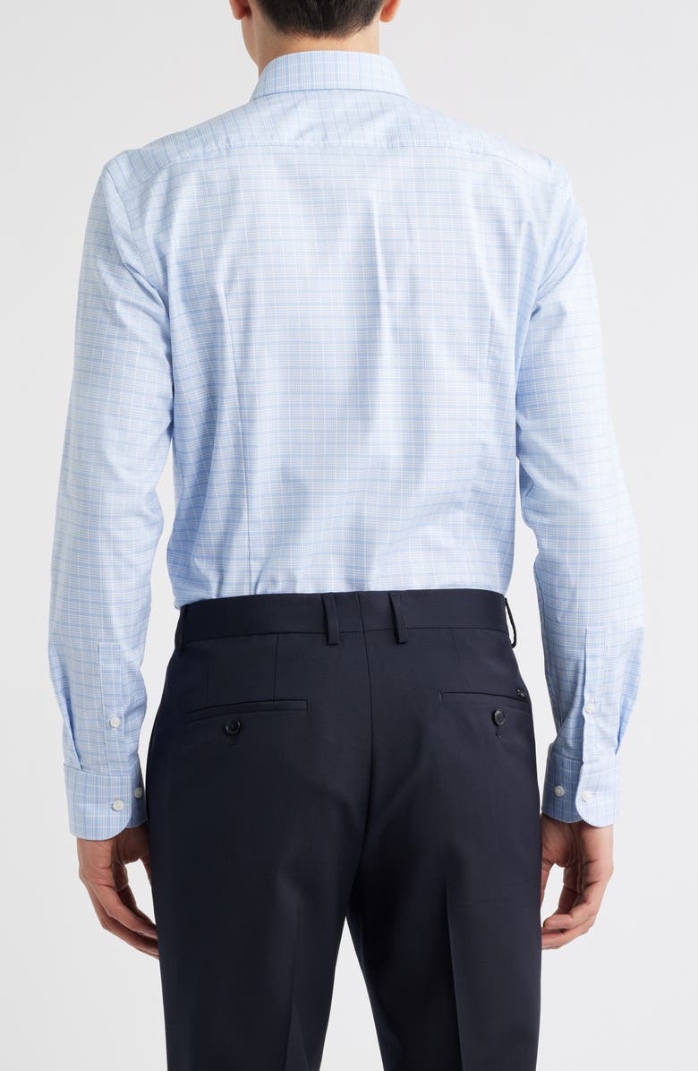 BOSS Hank Kent Slim Fit Plaid Stretch Cotton Dress Shirt, Alternate, color, Open Blue