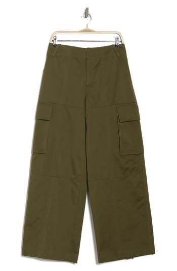 A.l.c . Hudson Wide Leg Cargo Pants In Olive Green