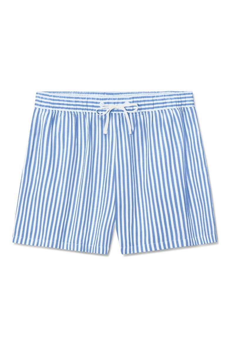 Stripe High Waist Woven Sleep Shorts, Alternate, color, VISTA BLUE COASTAL STRIPE