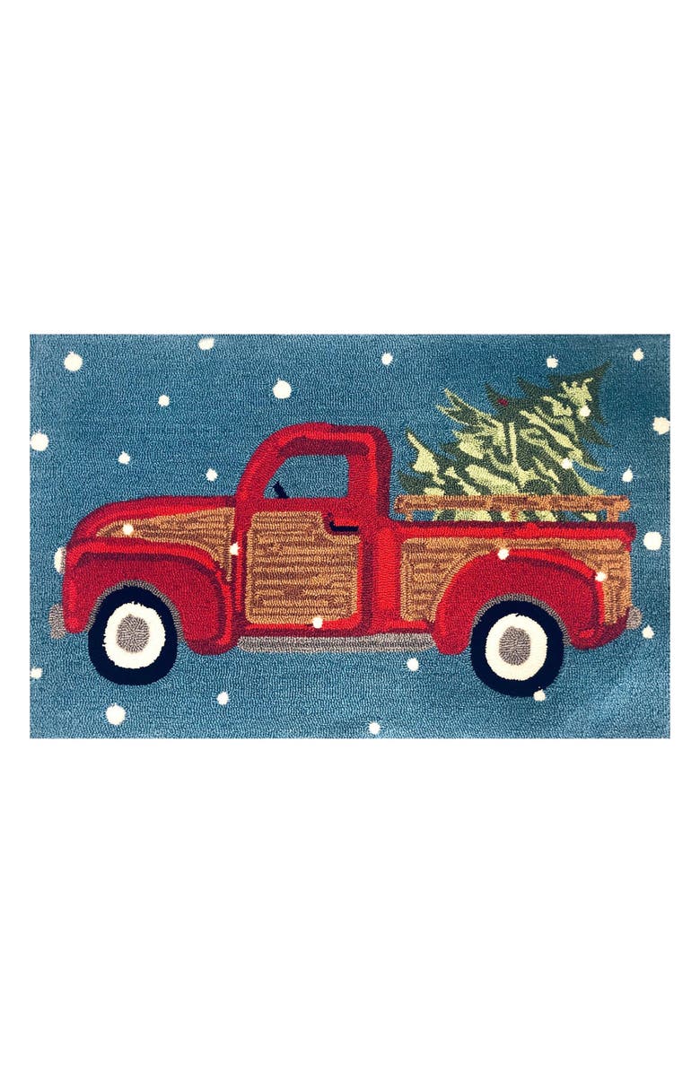 R16 HOME Vintage Holiday Truck Doormat, Main, color, Denim Multi