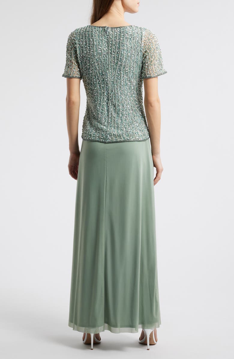 Pisarro Nights Beaded Mock Two-Piece Gown, Alternate, color, Mint