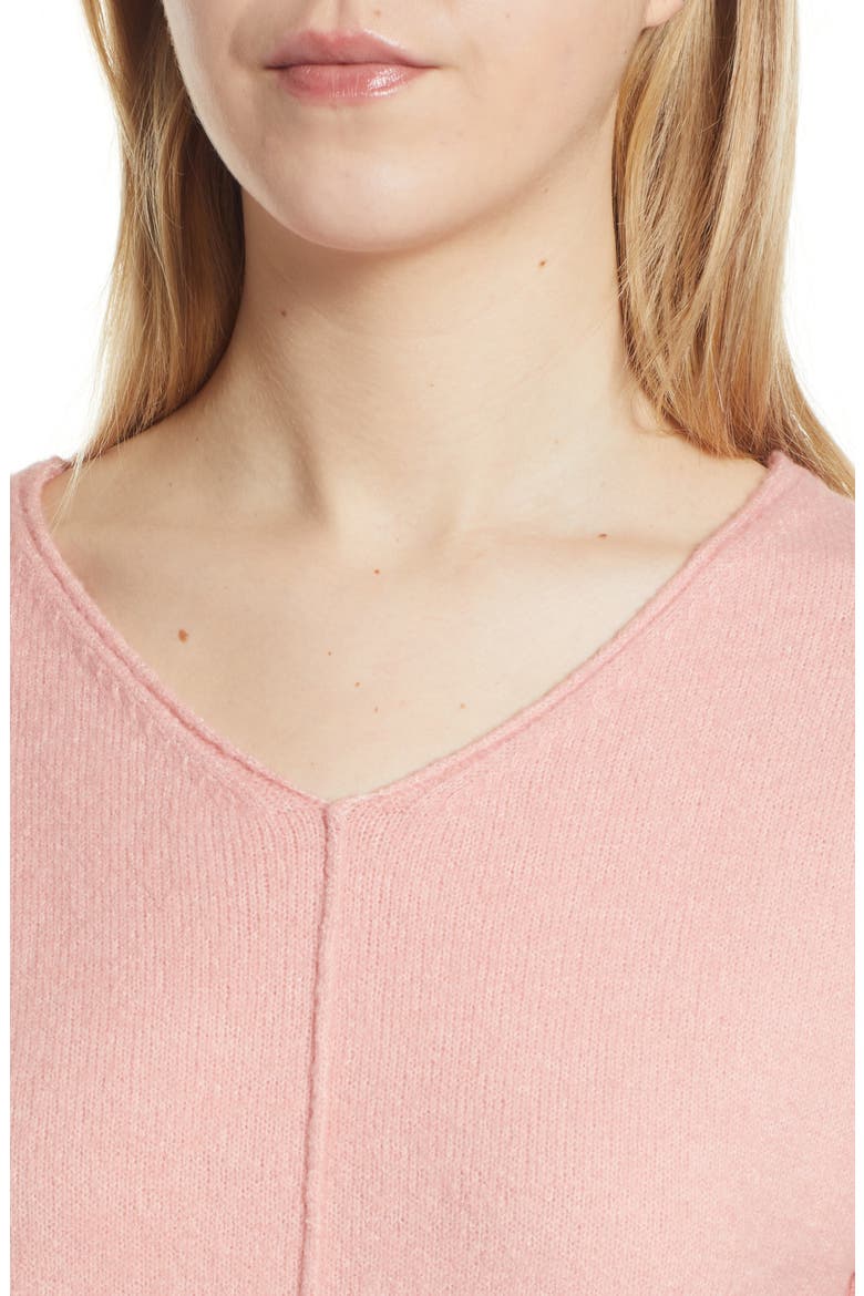 Women's High/Low V-Neck Sweater, Alternate, color, PINK BRIDE