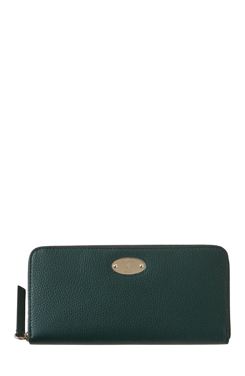 Mulberry Plaque 8 Card Leather Zip Wallet, Main, color, Mulberry Green