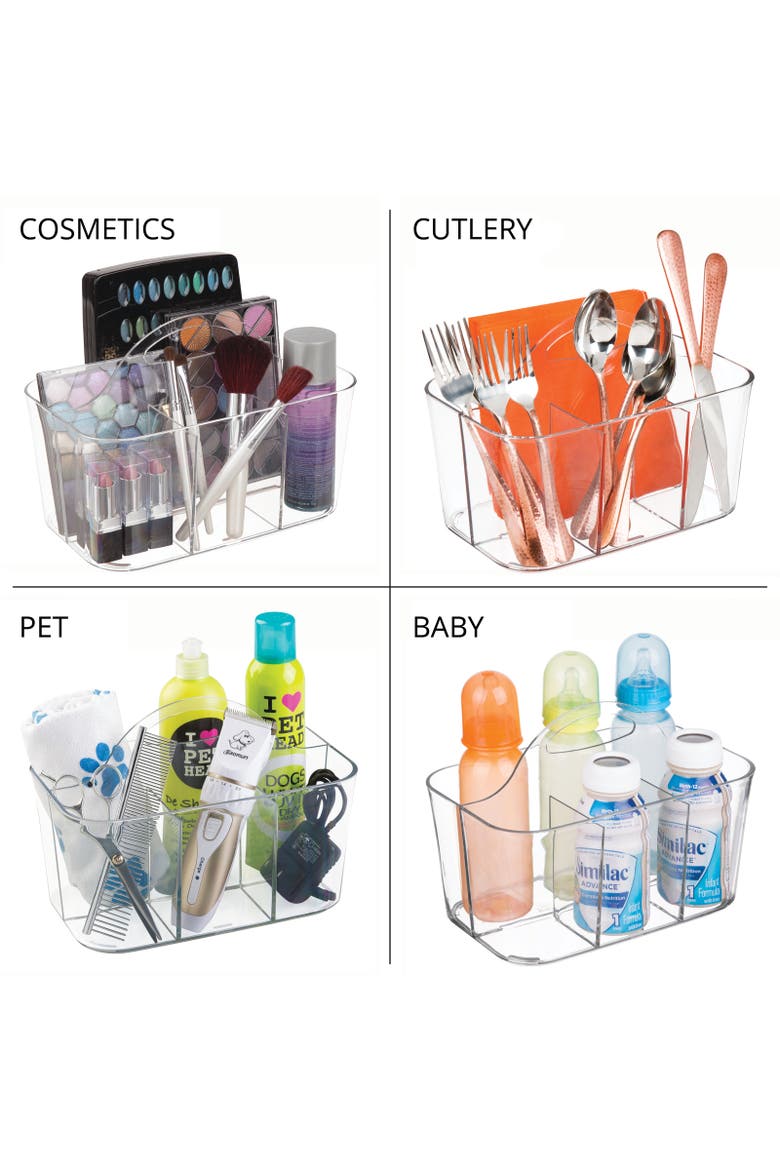 miDesign Small Plastic Divided Cosmetic Storage Organizer Caddy, 2 Pack, Alternate, color, Clear