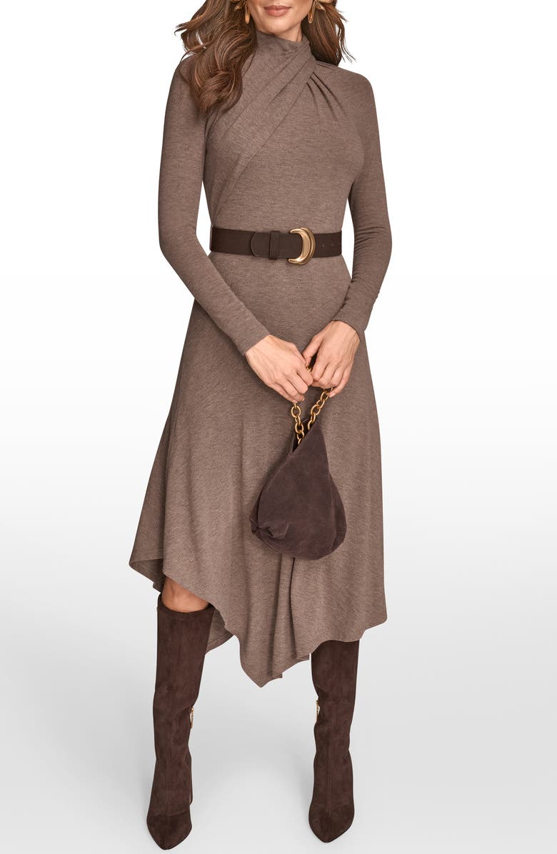 Donna Karan New York Long Sleeve Knit Midi Dress, Alternate, color, Taupe Heat