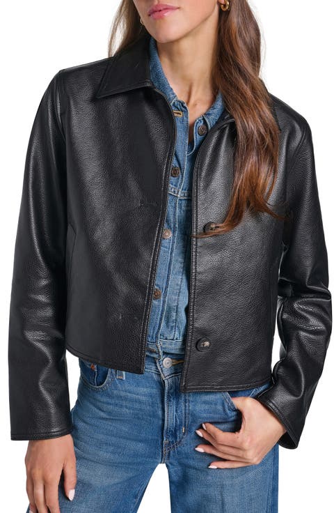 Crop Faux Leather Jacket