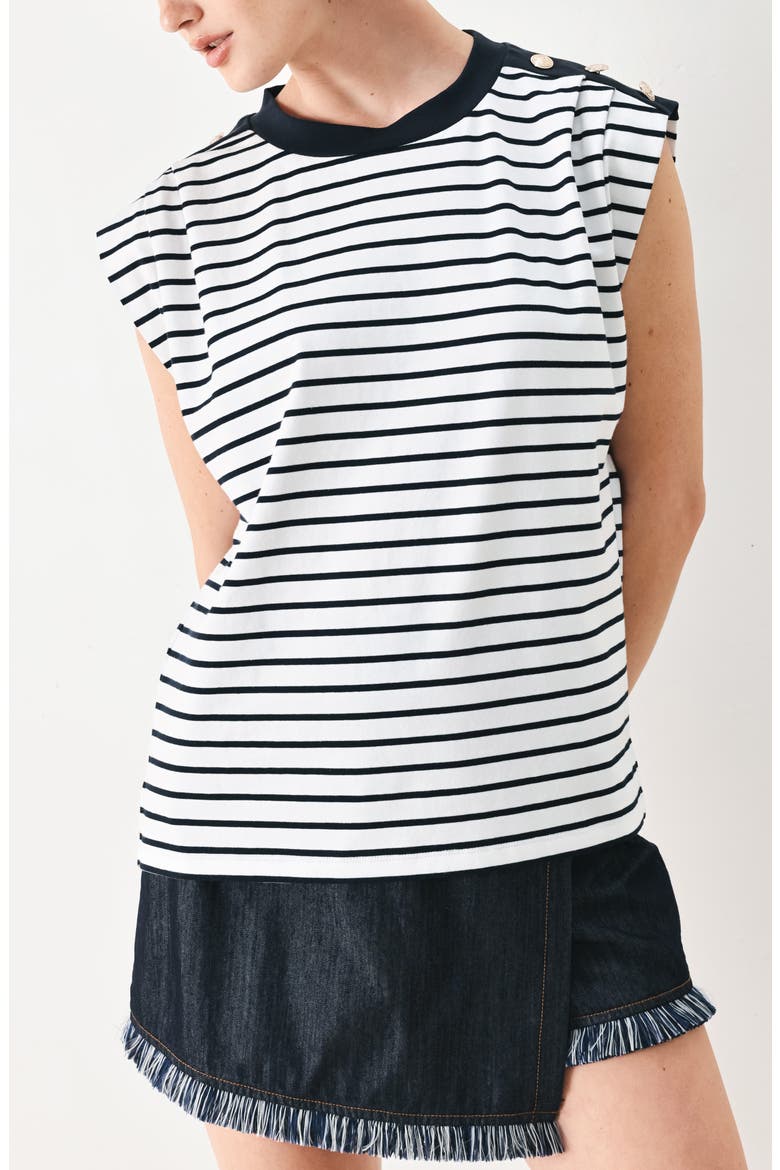 Striped Sleeveless T-Shirt, Main, color, WHITE/ NAVY