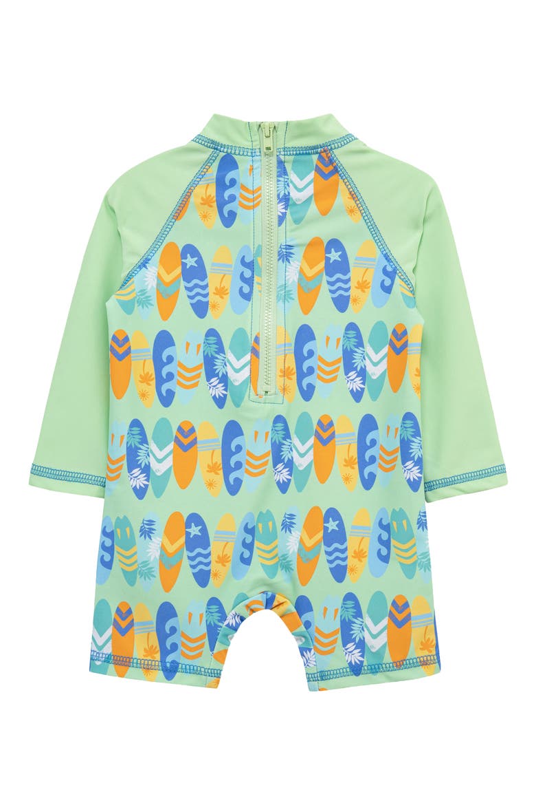 Surf Colorblock Long Sleeve UPF 50+ One-Piece Rashguard Swimsuit, Alternate, color, GREEN
