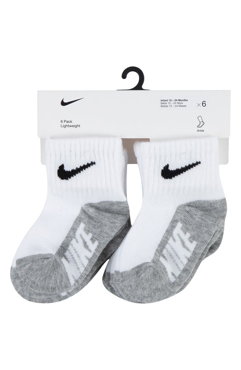 Nike Assorted 6-Pack Cotton Blend Socks, Alternate, color, White/ Dark Grey Heather