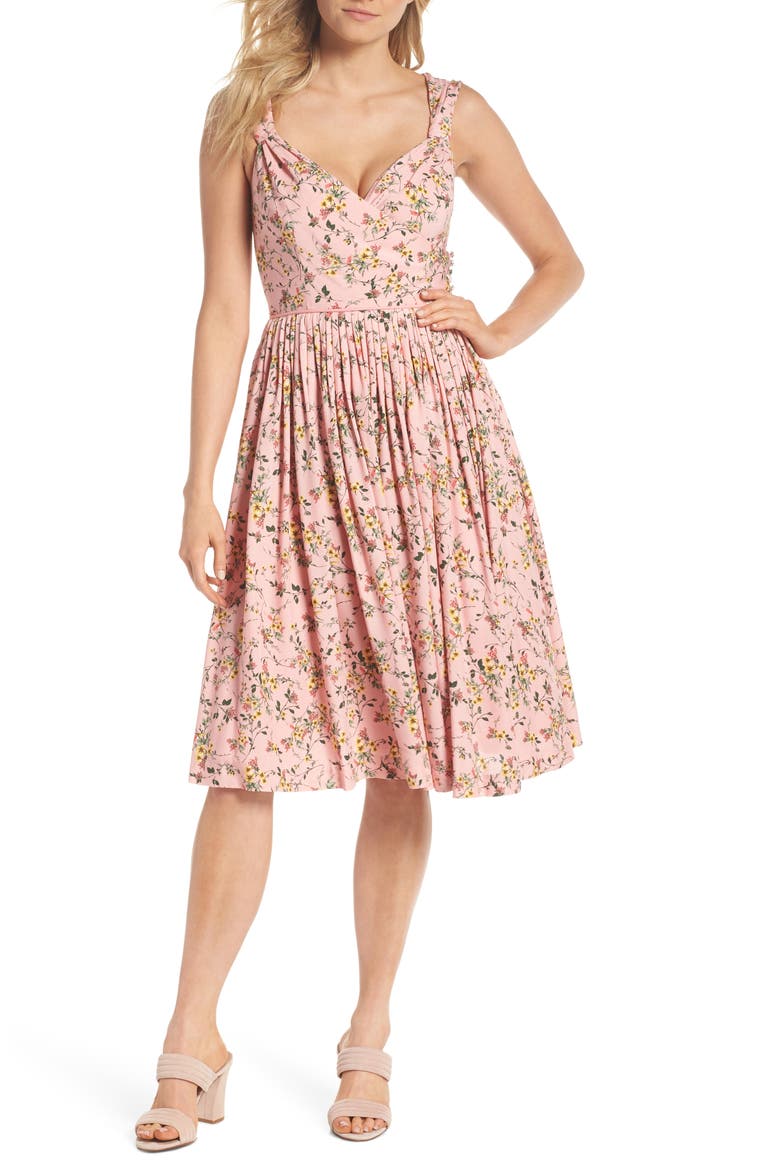 Sarah Floral Print Sundress, Main, color, VINTAGE ROSE/ DESERT CORAL